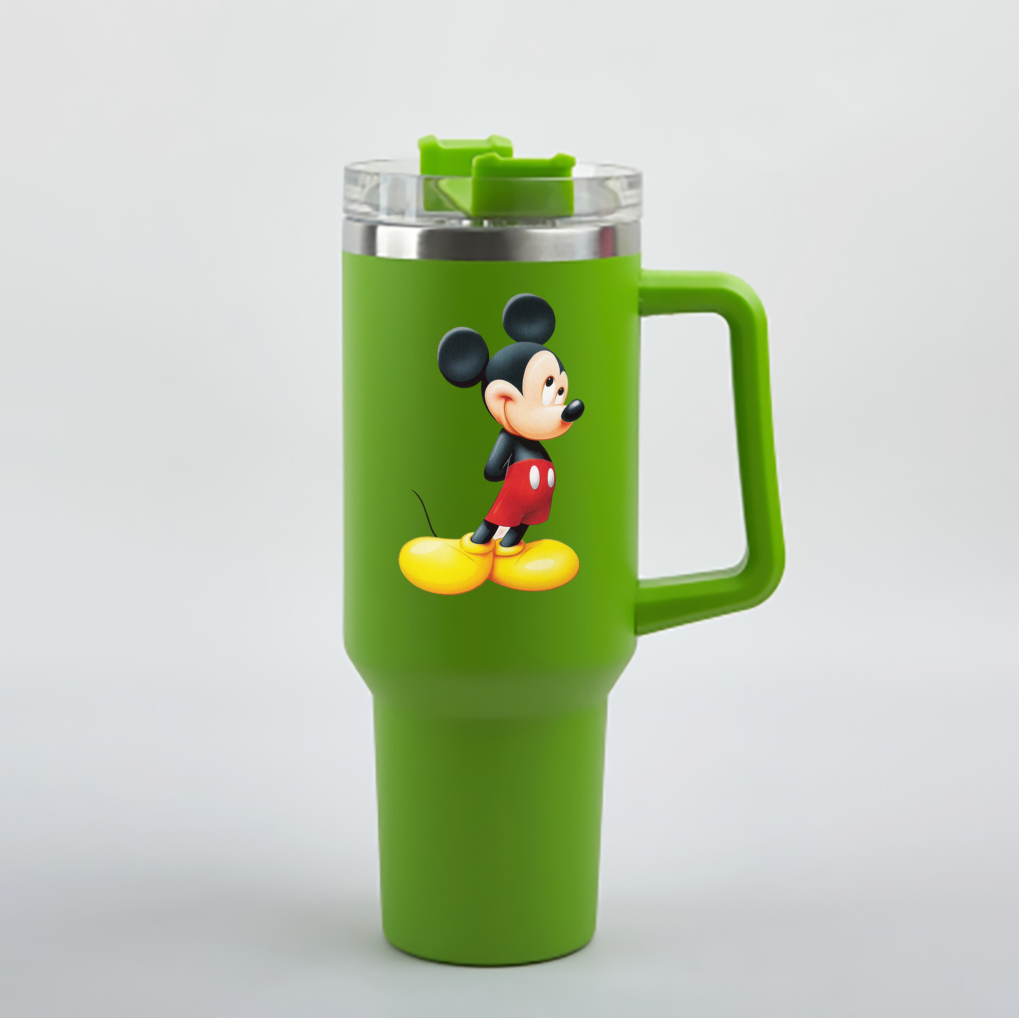 （画像用） ミッキーマウス Mickey Mouse 1200mL車用タンブラー - クリスタルステッカー（プラスチックストロー付き）